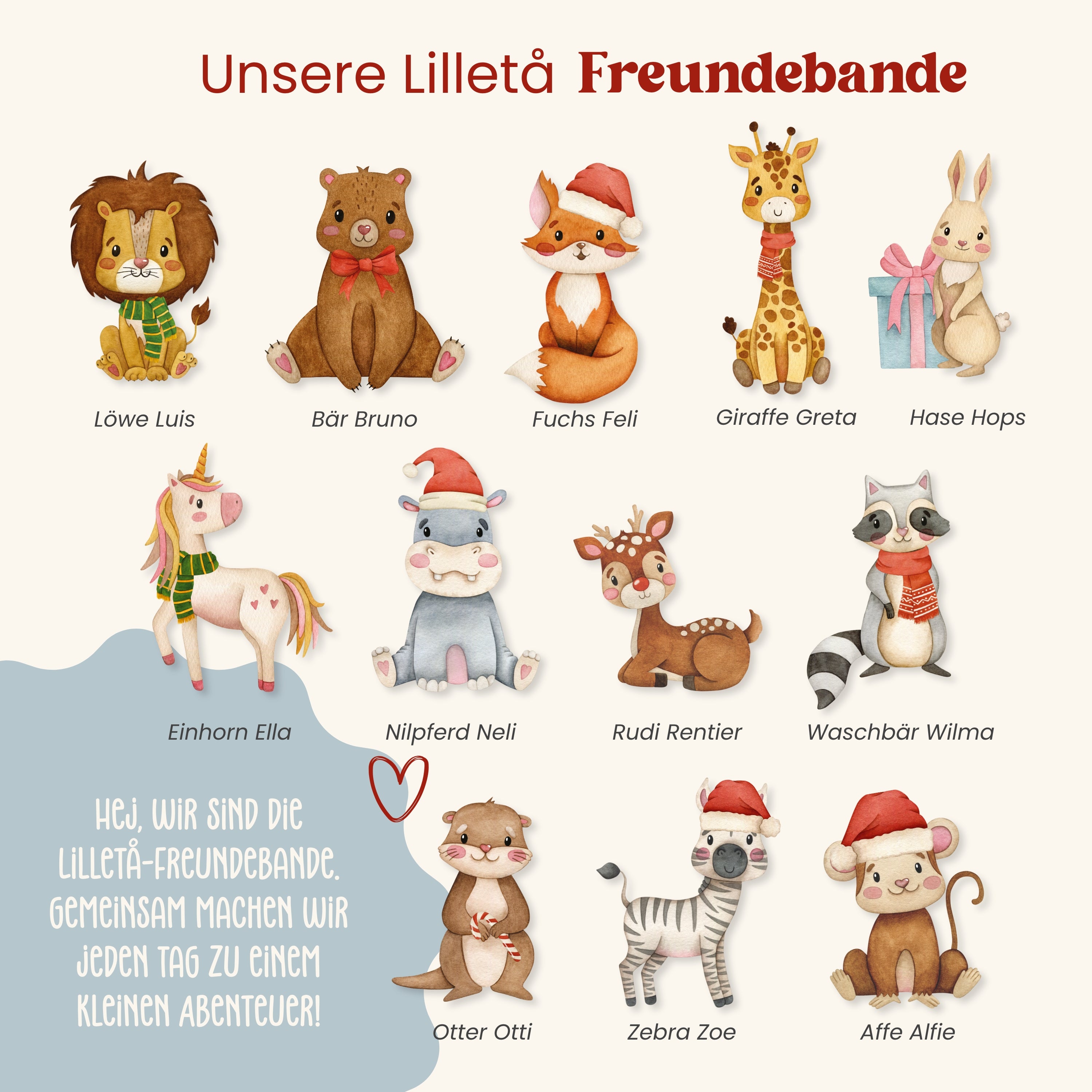 Adventskalender Brett | Design 01 | Tiere
